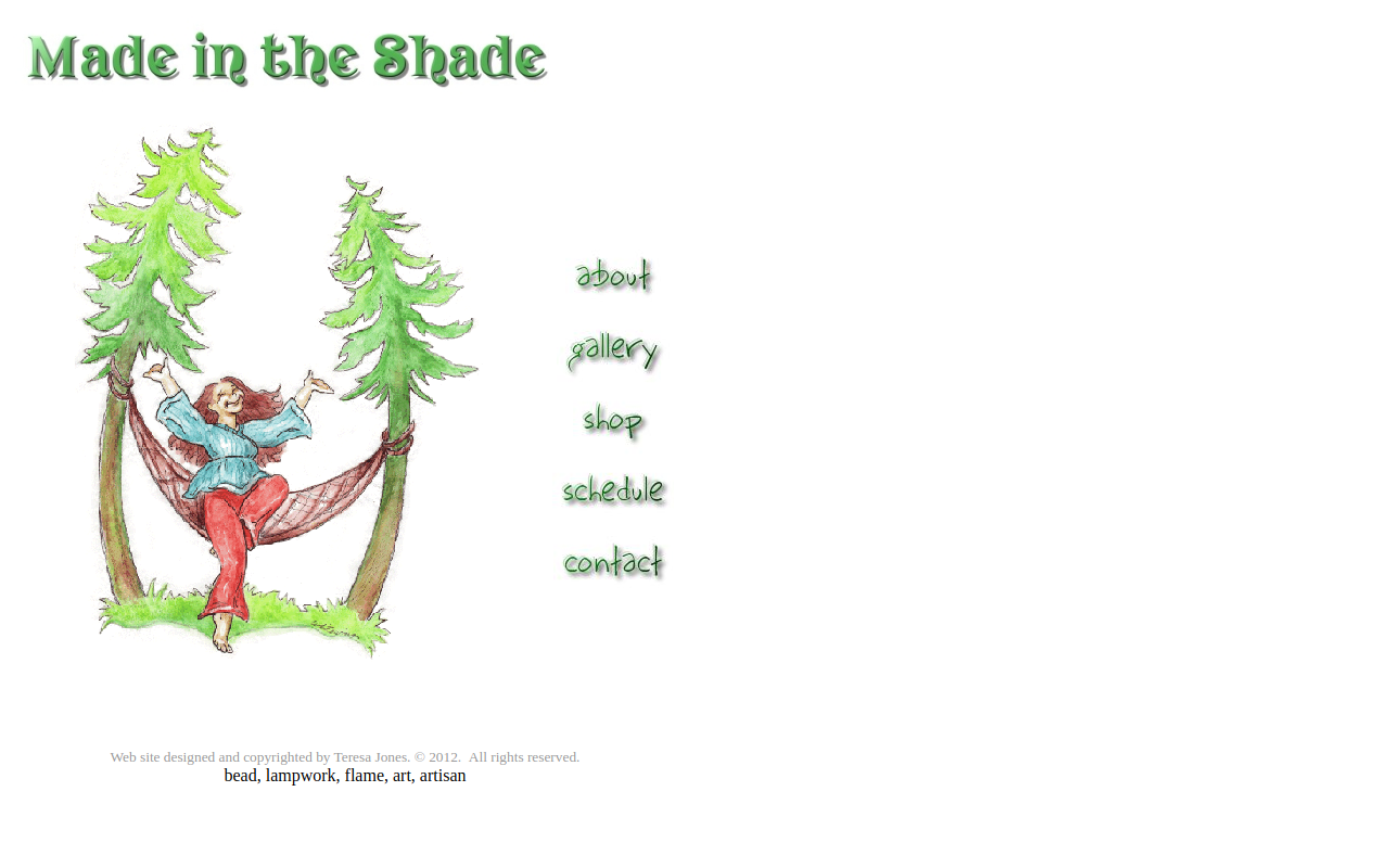 Made In the Shade website preview