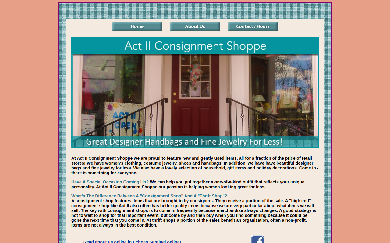Act 2 Consignment website preview
