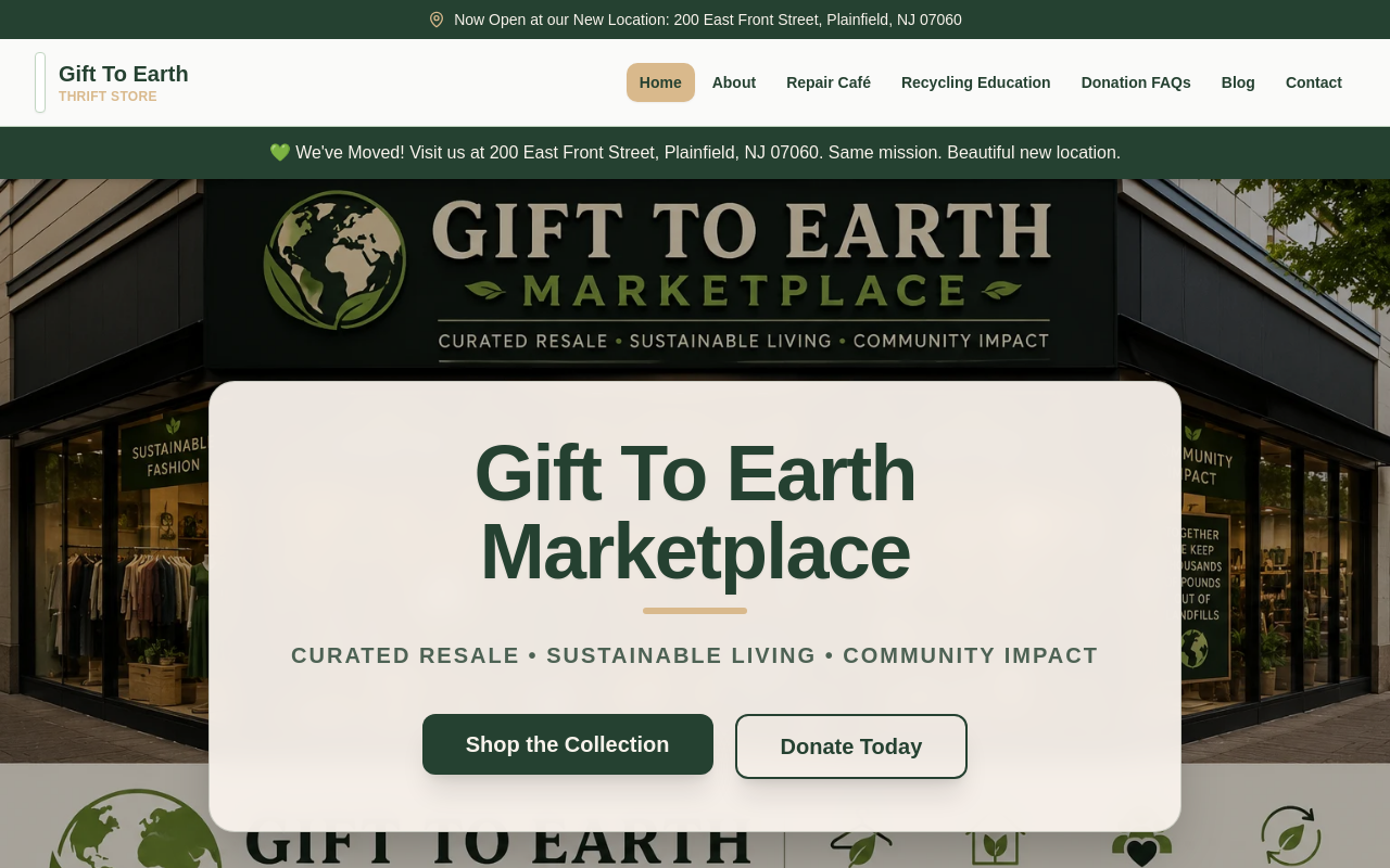 Gift To Earth Thrift Store website preview