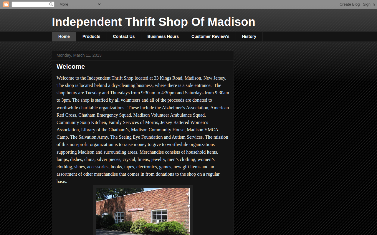 Independent Thrift Shop website preview