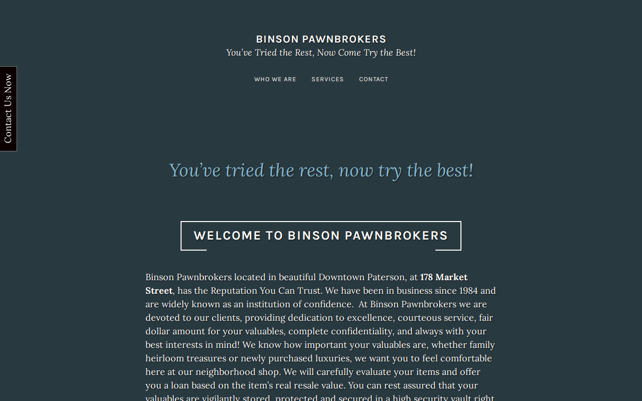 Binson Pawnbrokers website preview