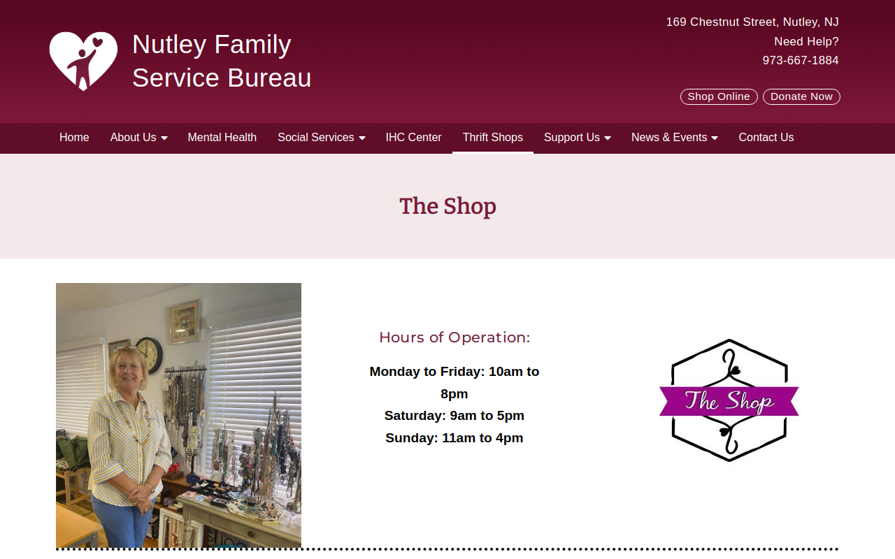 The Thrift Shop at NFSB website preview