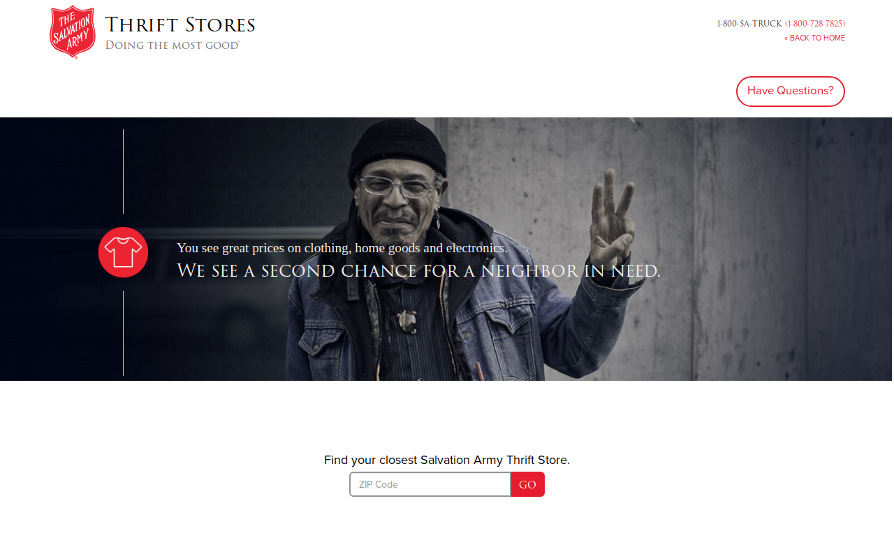 The Salvation Army Thrift Store website preview