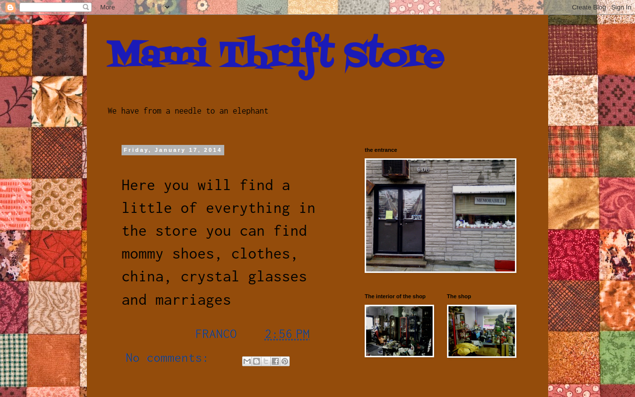 Mami Thrift store website preview