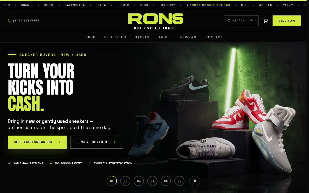 Rons Buy Sell Trade Handbags Sneakers for Cash website preview