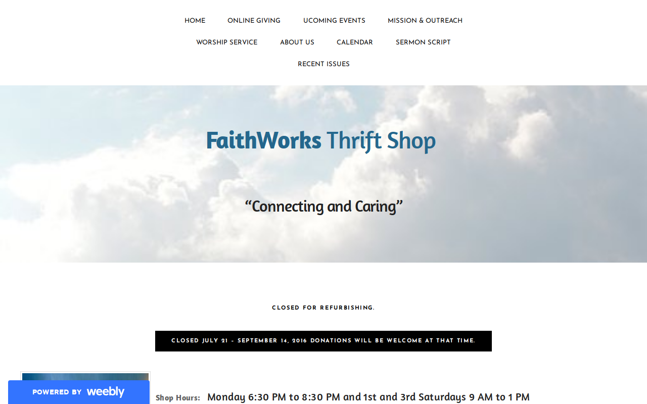 Faith Works Thrift Shop website preview