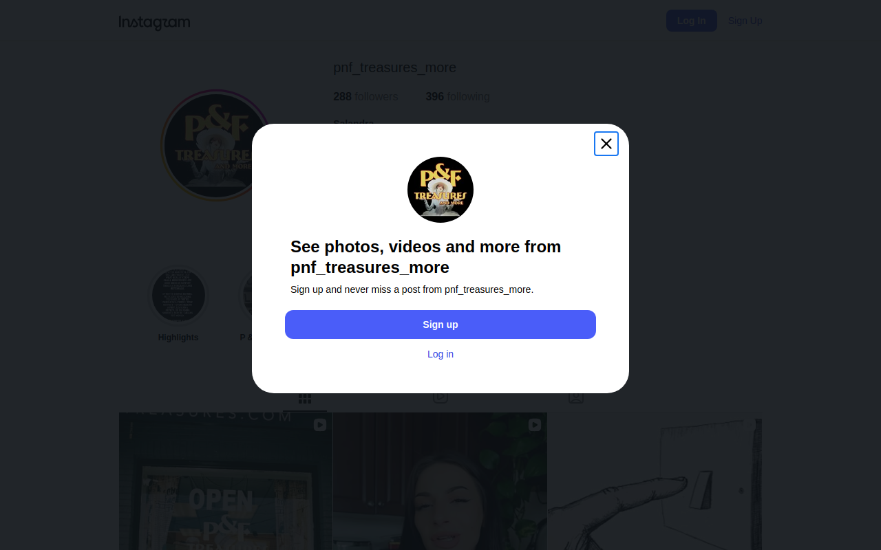 P&F Treasures and More website preview