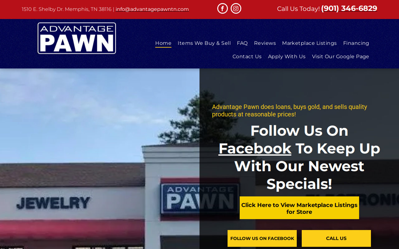 Advantage Pawn website preview