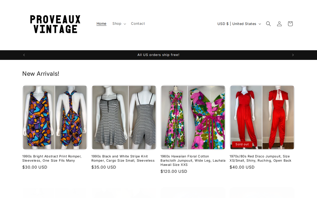 Proveaux Vintage website preview