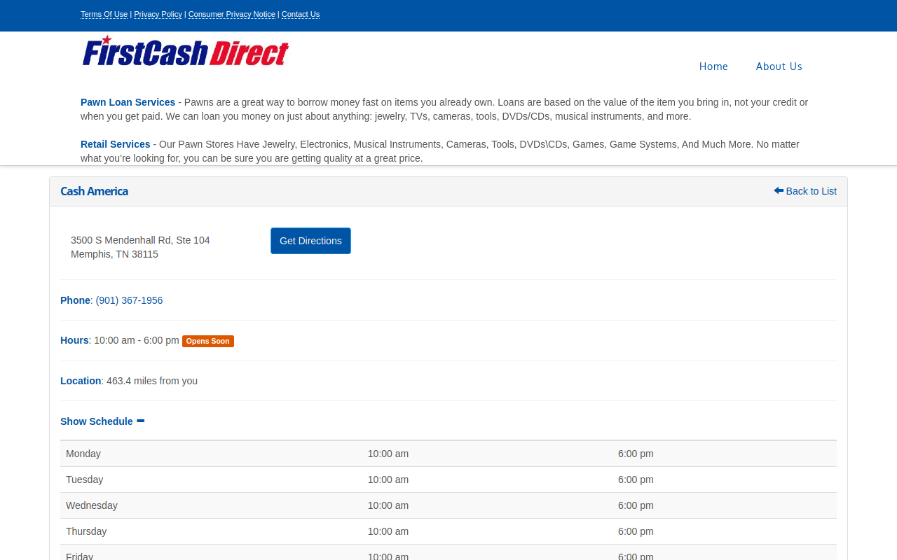 Cash America website preview