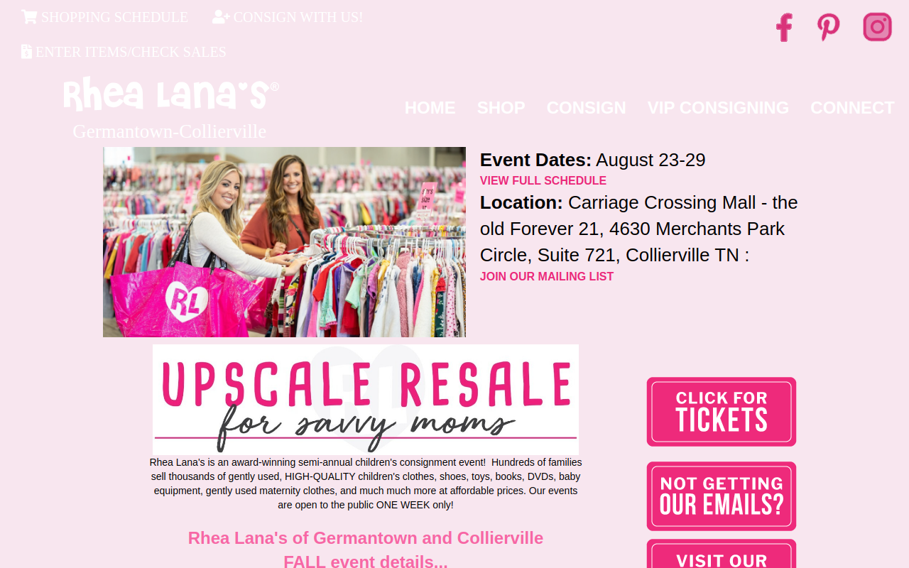 Rhea Lana's of Germantown/Collierville, TN website preview