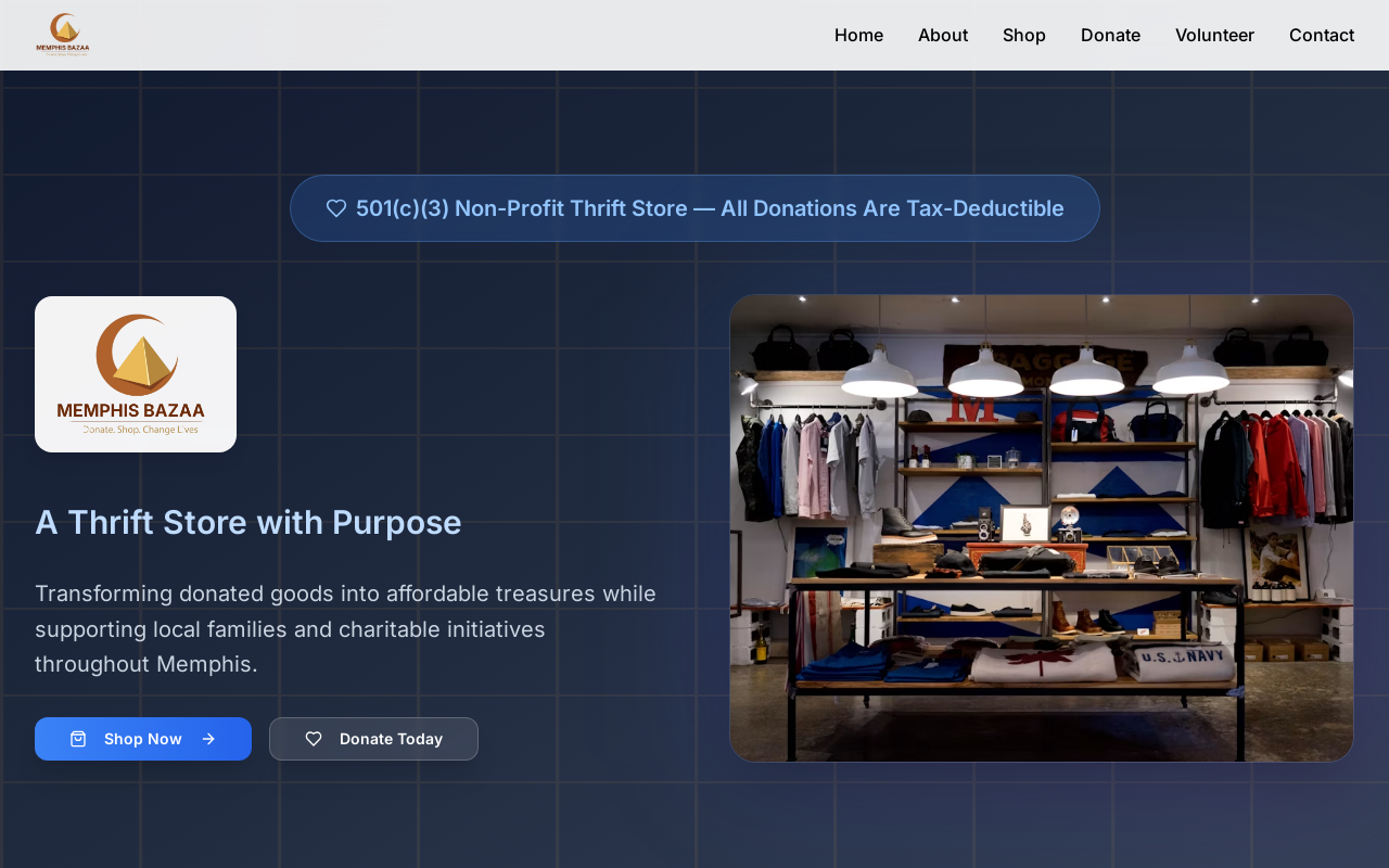 Memphis Bazaar website preview