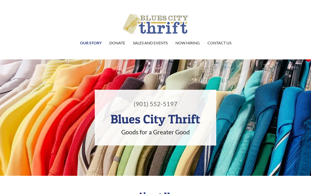 Blues City Thrift Store website preview
