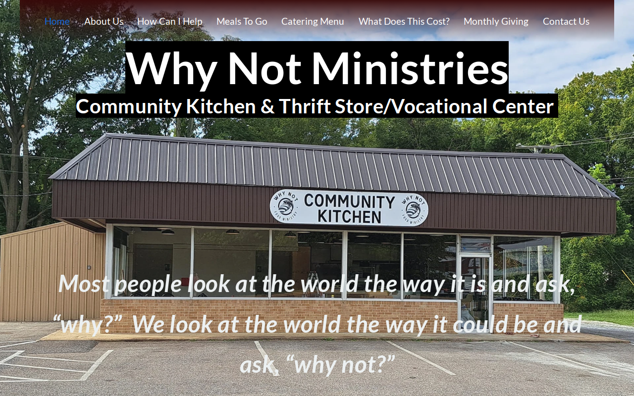 Why Not Ministries: Thrift Store & Vocational Center website preview