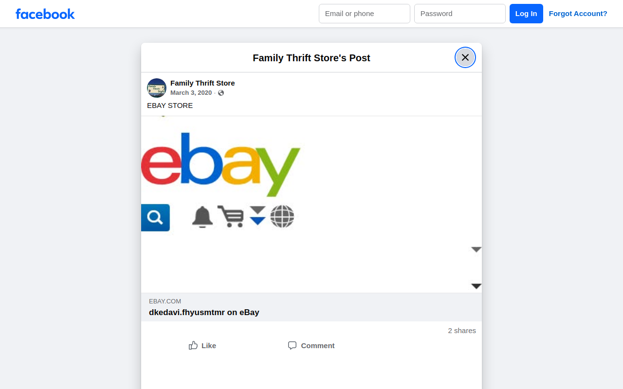 Family Thrift Store website preview