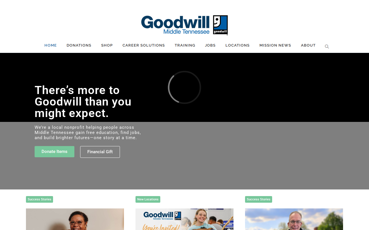 Goodwill Industries of Middle Tennessee, Inc. website preview