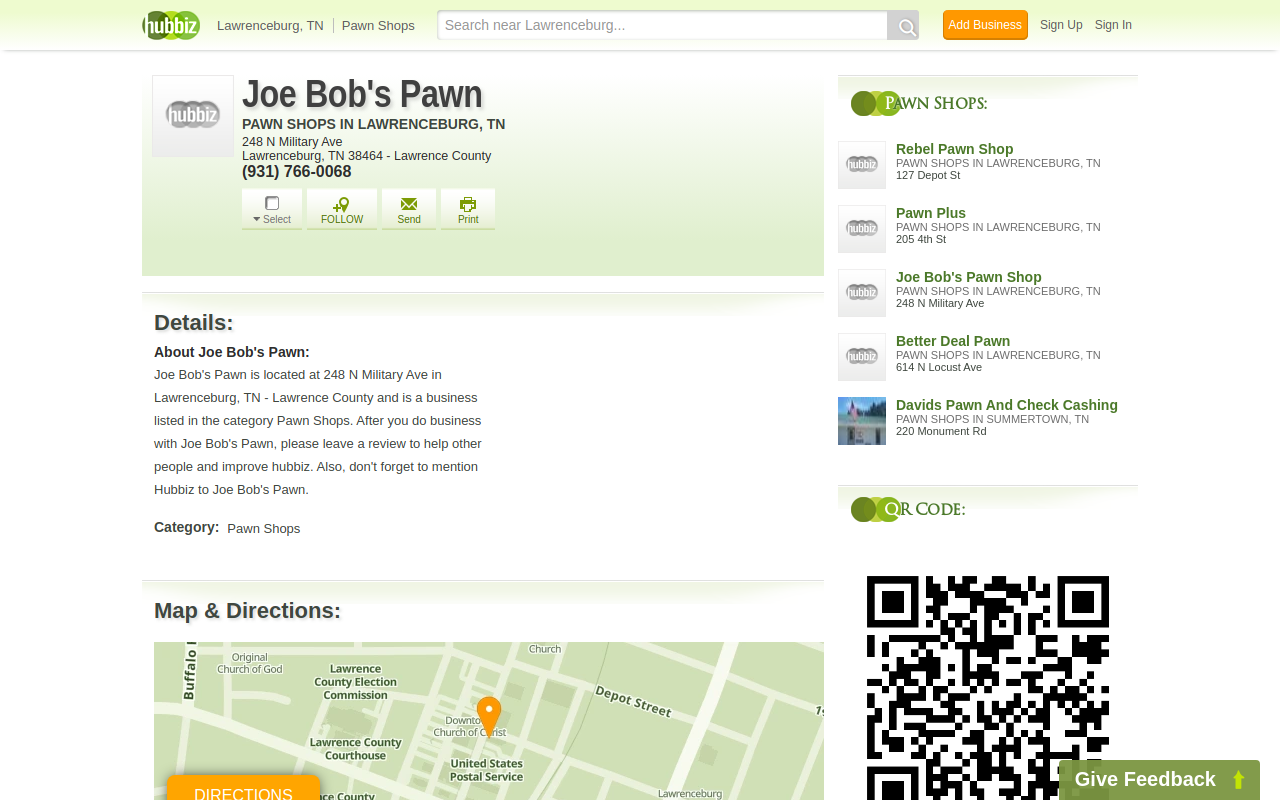 Joe Bob's Pawn website preview