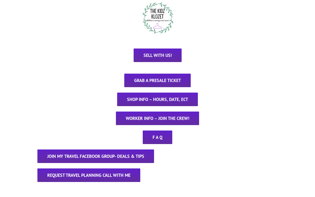 The Kidz Klozet Consignment website preview