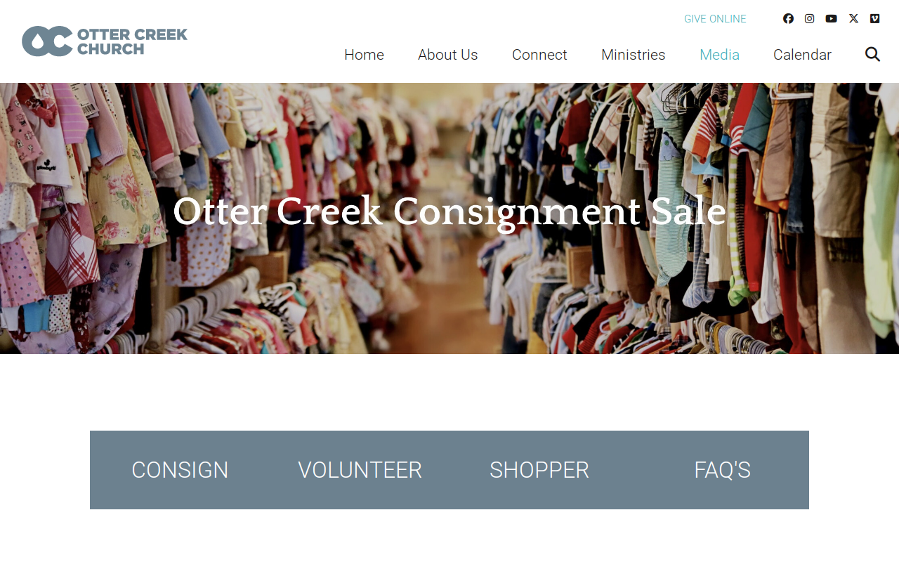 Otter Creek Kids' Consignment Sale website preview