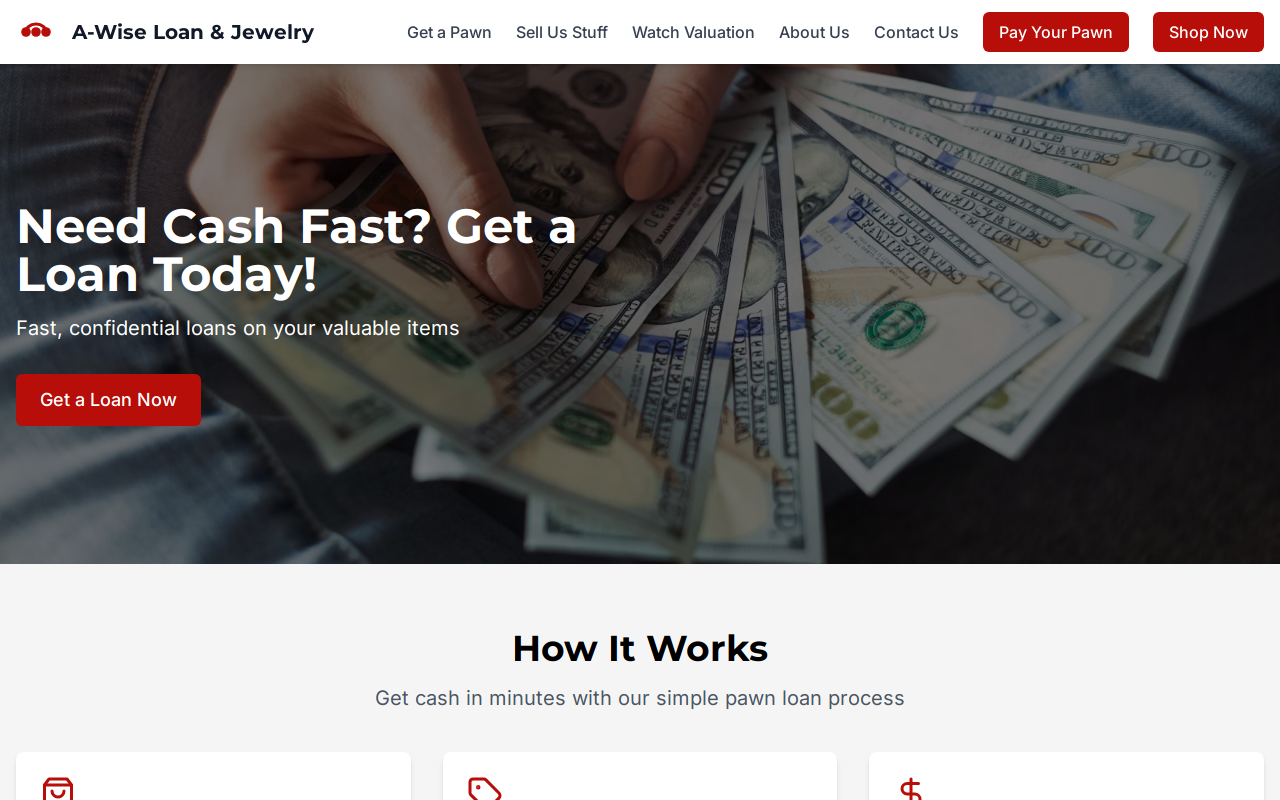 A-Wise Pawn Loan & Jewelry website preview