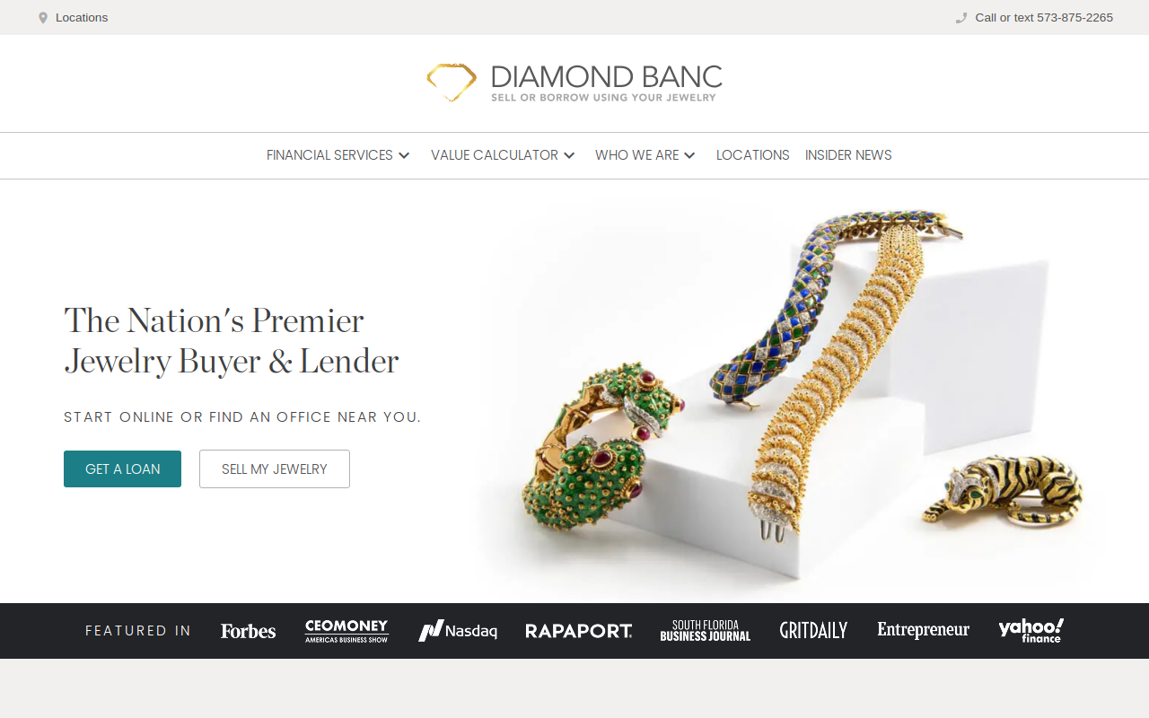 Diamond Banc website preview