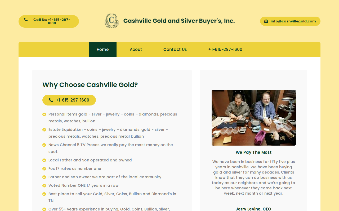 Cashville Gold & Silver Buyers website preview