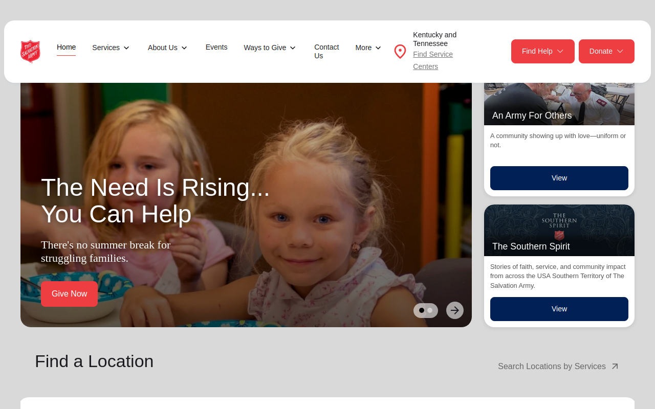 Salvation Army Family Thrift Store website preview