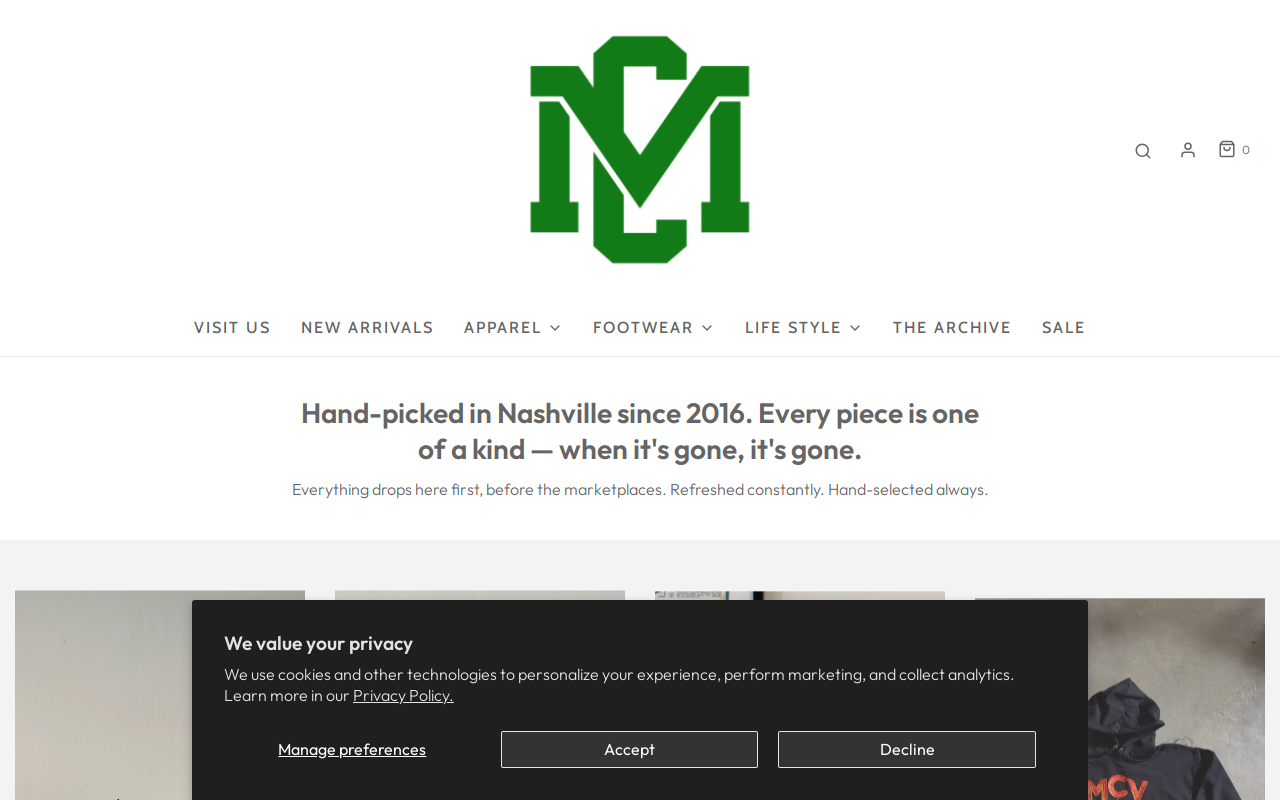 Music City Vintage website preview