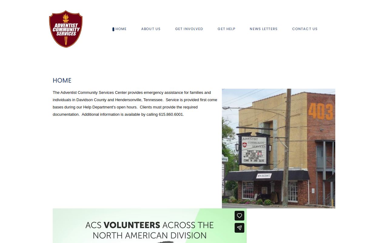 Seventh-day Adventist Community Services website preview