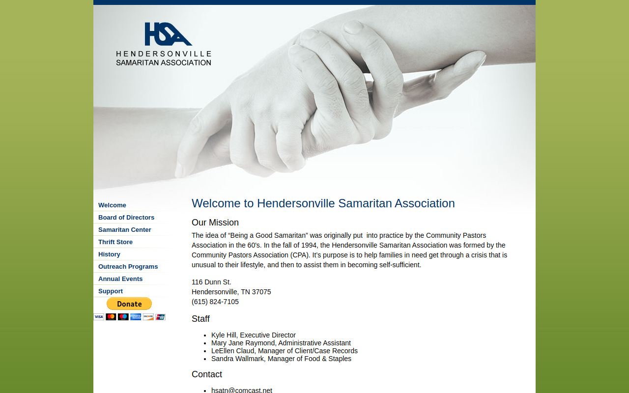 Hendersonville Samaritan Thrift Store website preview