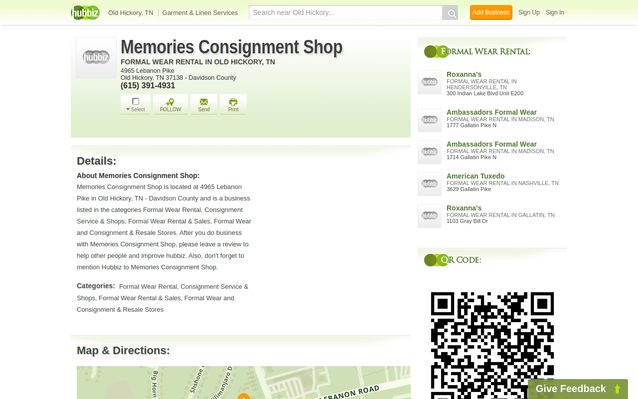Memories Consignment Shop website preview