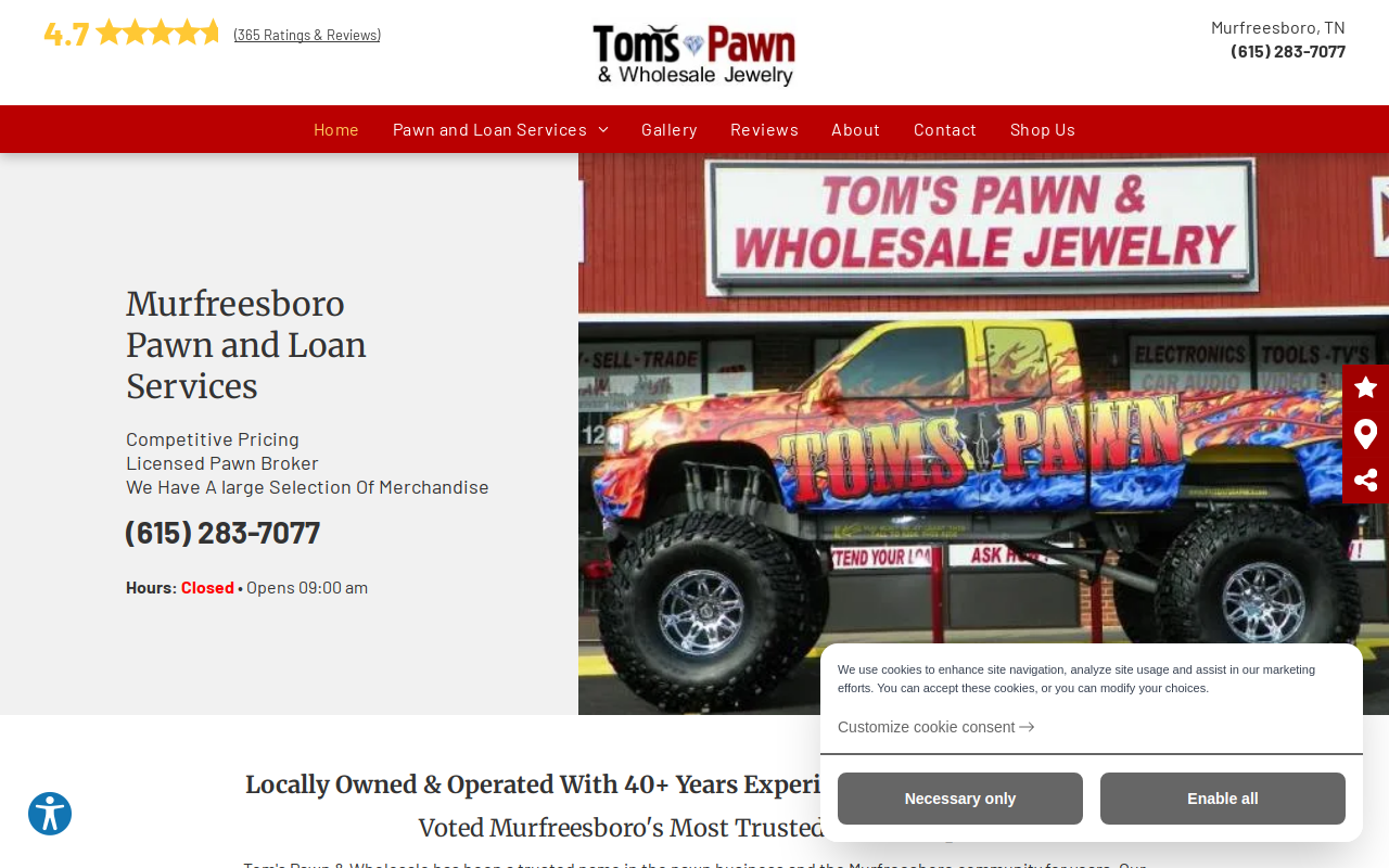 Tom's Pawn & Wholesale Jewelry website preview