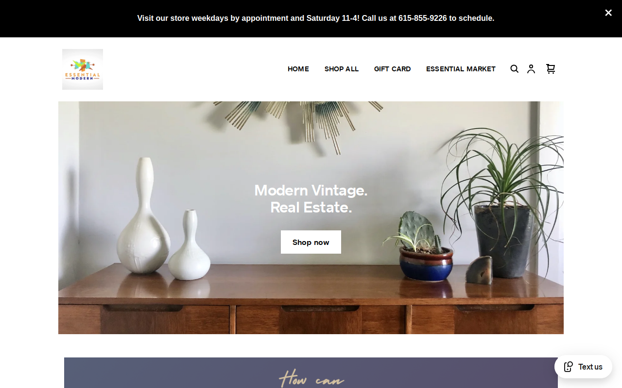 Essential Modern Vintage website preview