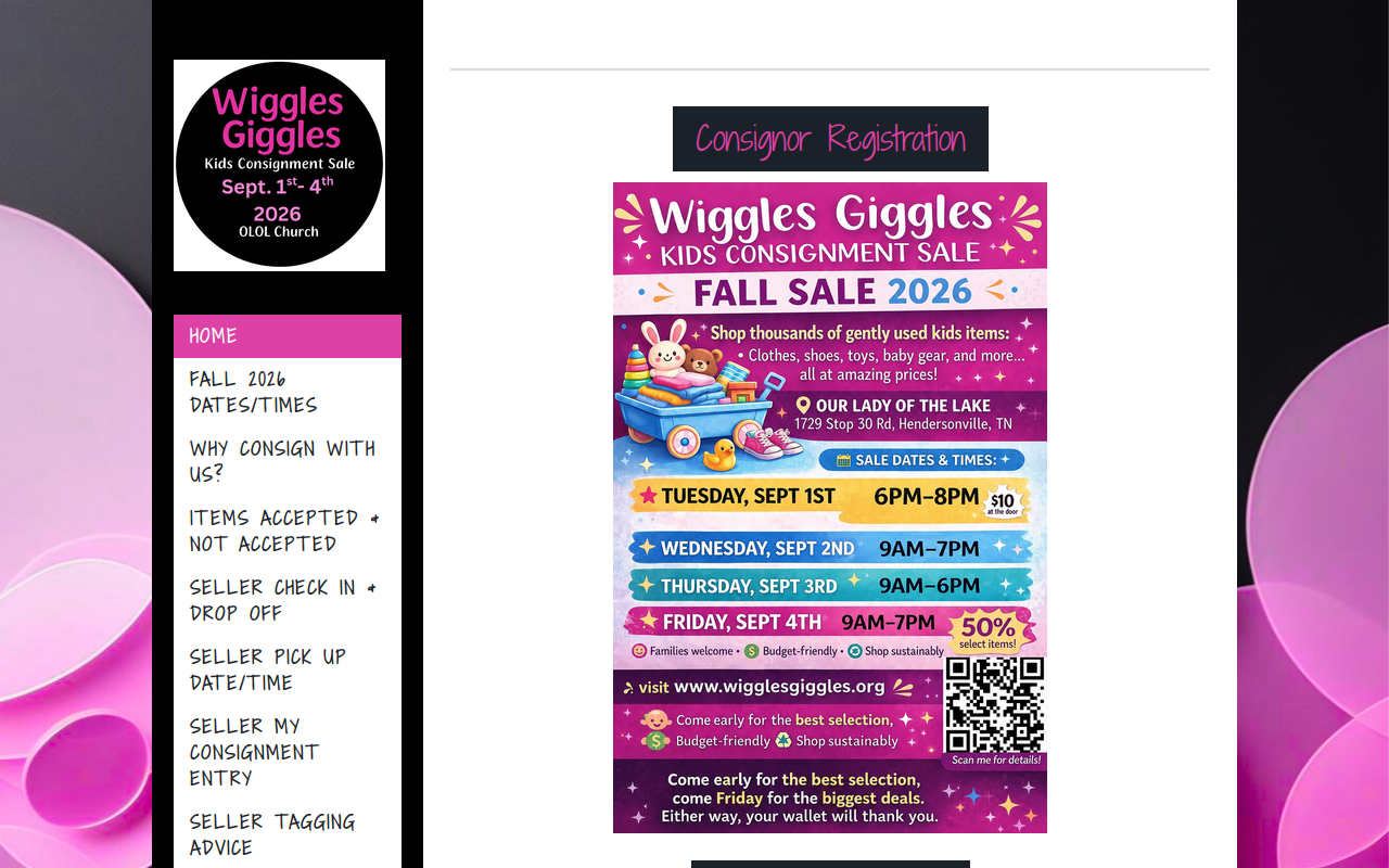 Wiggles Giggles Kids Consignment Sale website preview