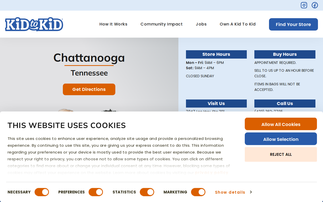 Kid to Kid Chattanooga website preview
