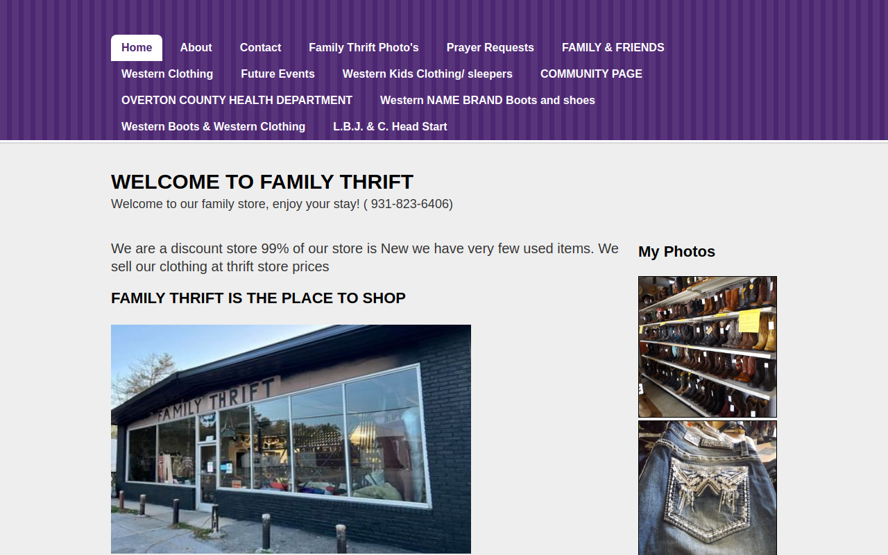 Family Thrift website preview