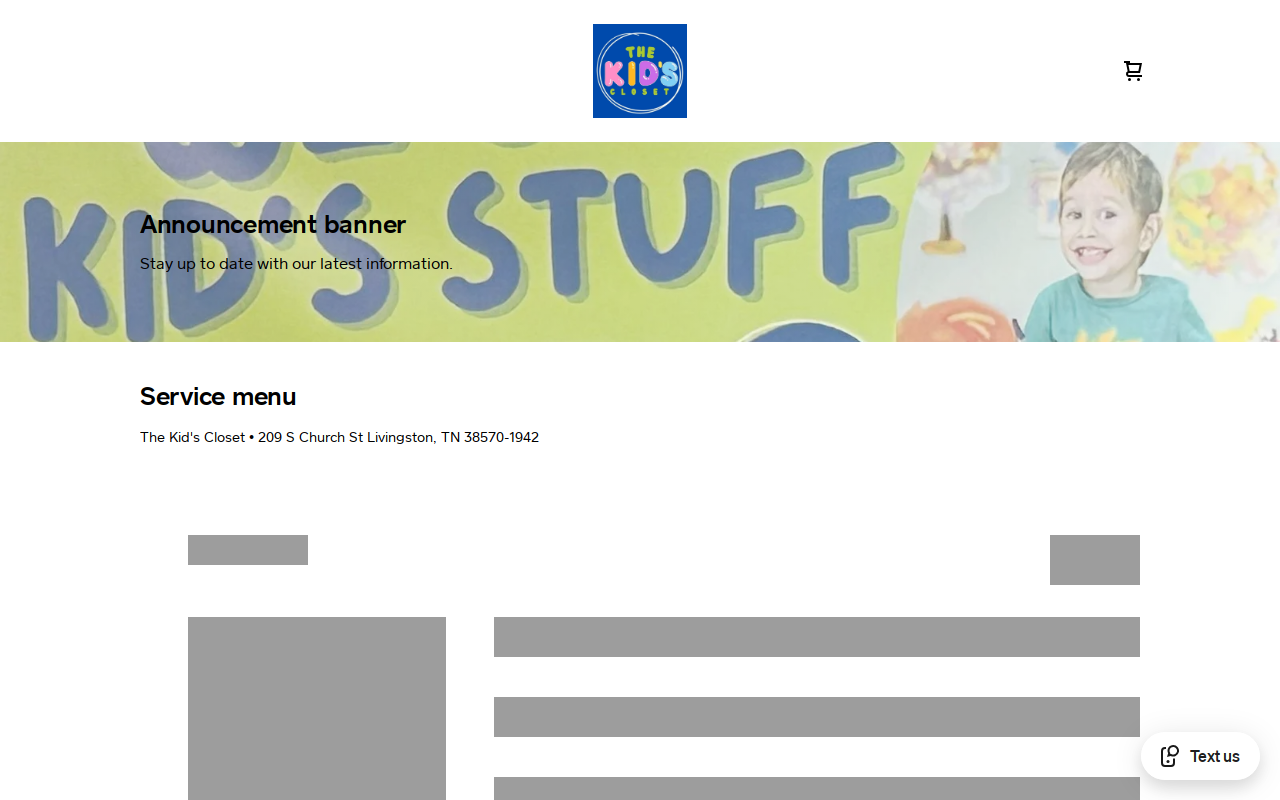 The Kid's Closet website preview