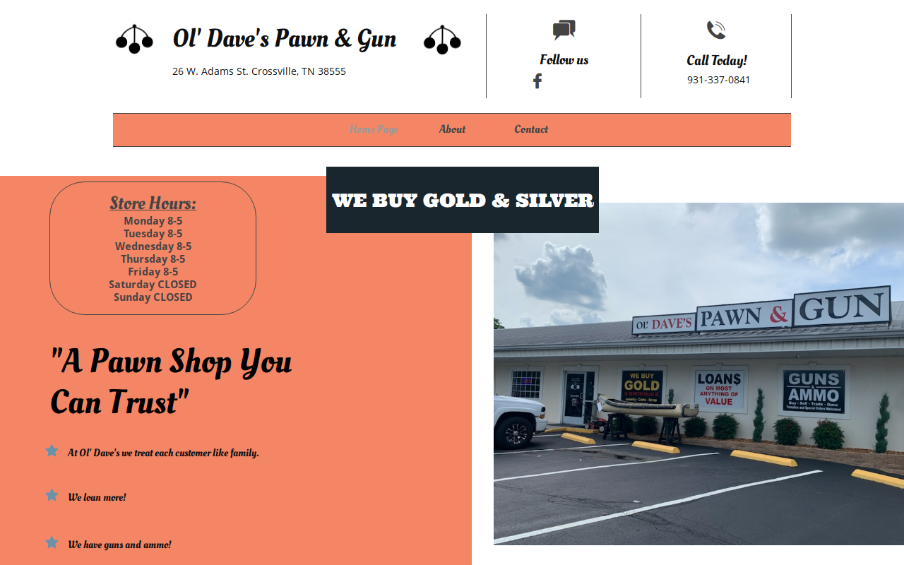 Ol' Dave's Pawn and Gun website preview