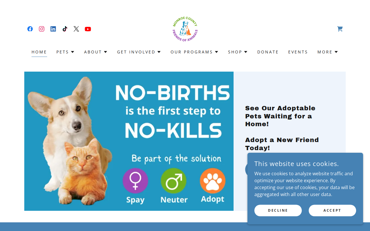 Monroe County Friends Of Animals Thrift Store website preview
