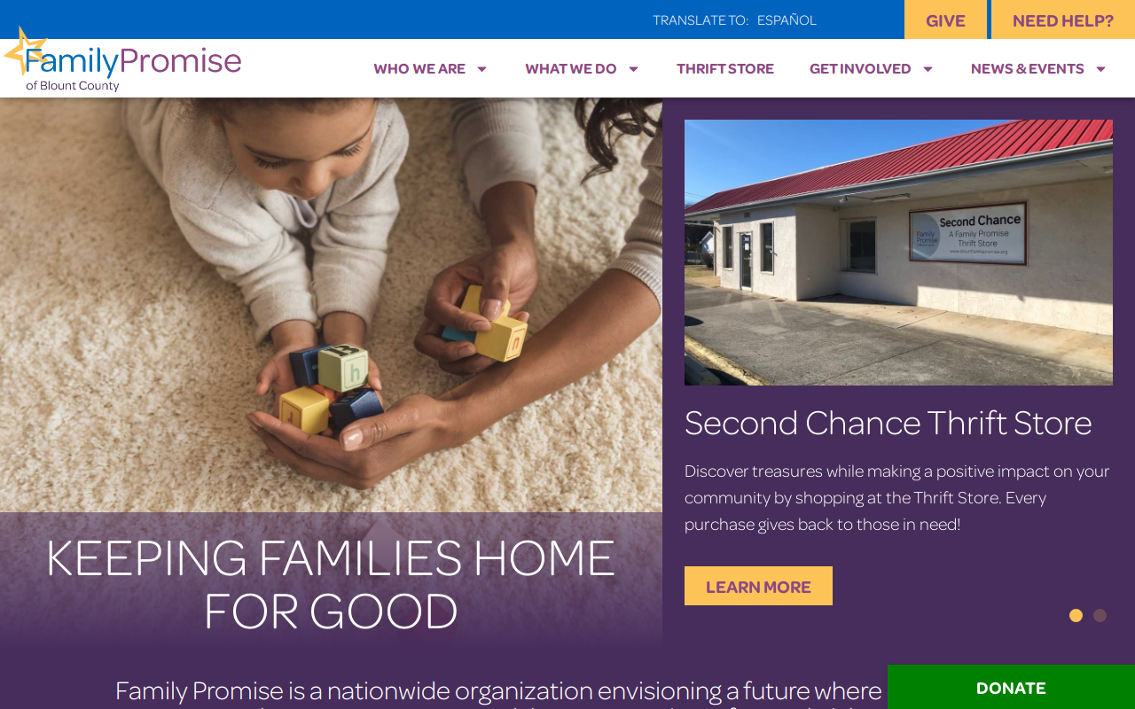 Second Chance Family Promise Thrift Store website preview