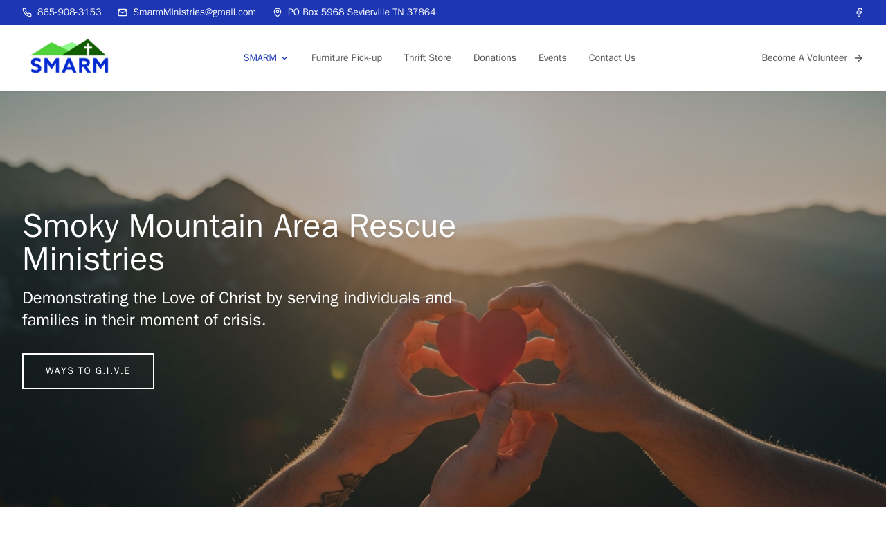 SMARM Thrift Store website preview