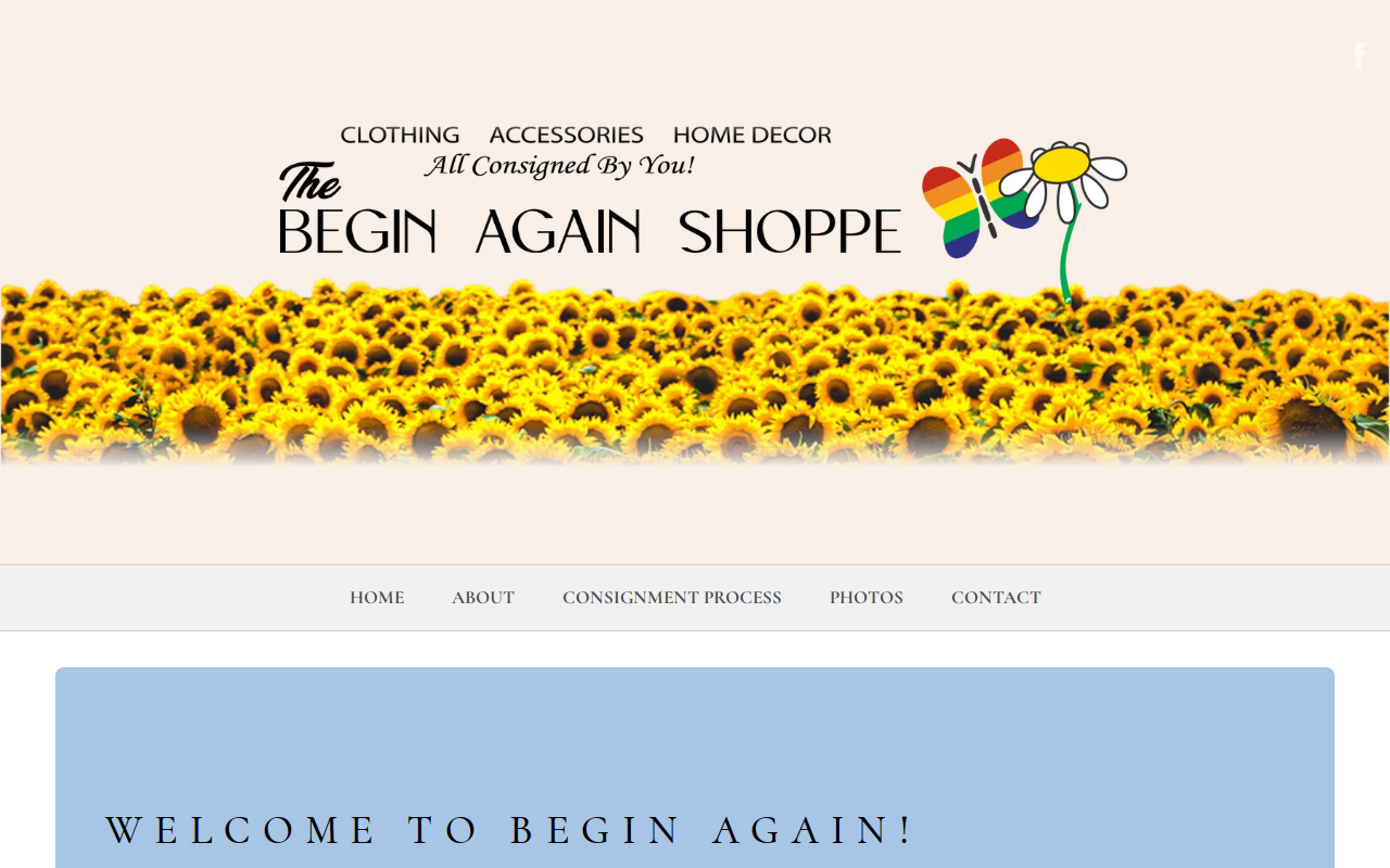 The Begin Again Shoppe website preview