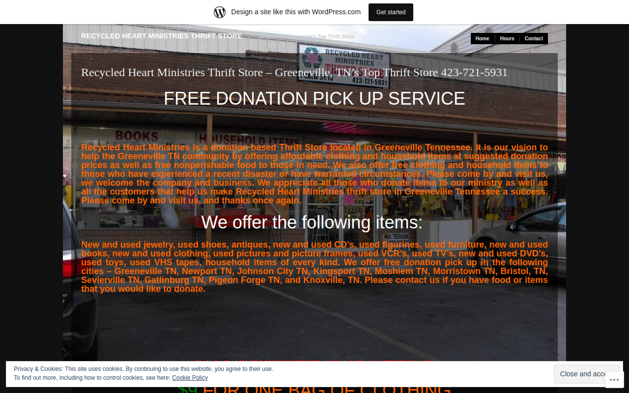 Recycled Heart Minstries website preview