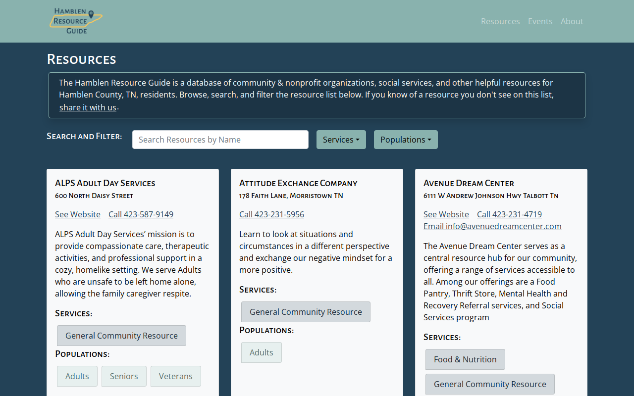 Morristown Hamblen Central Services, Inc. website preview