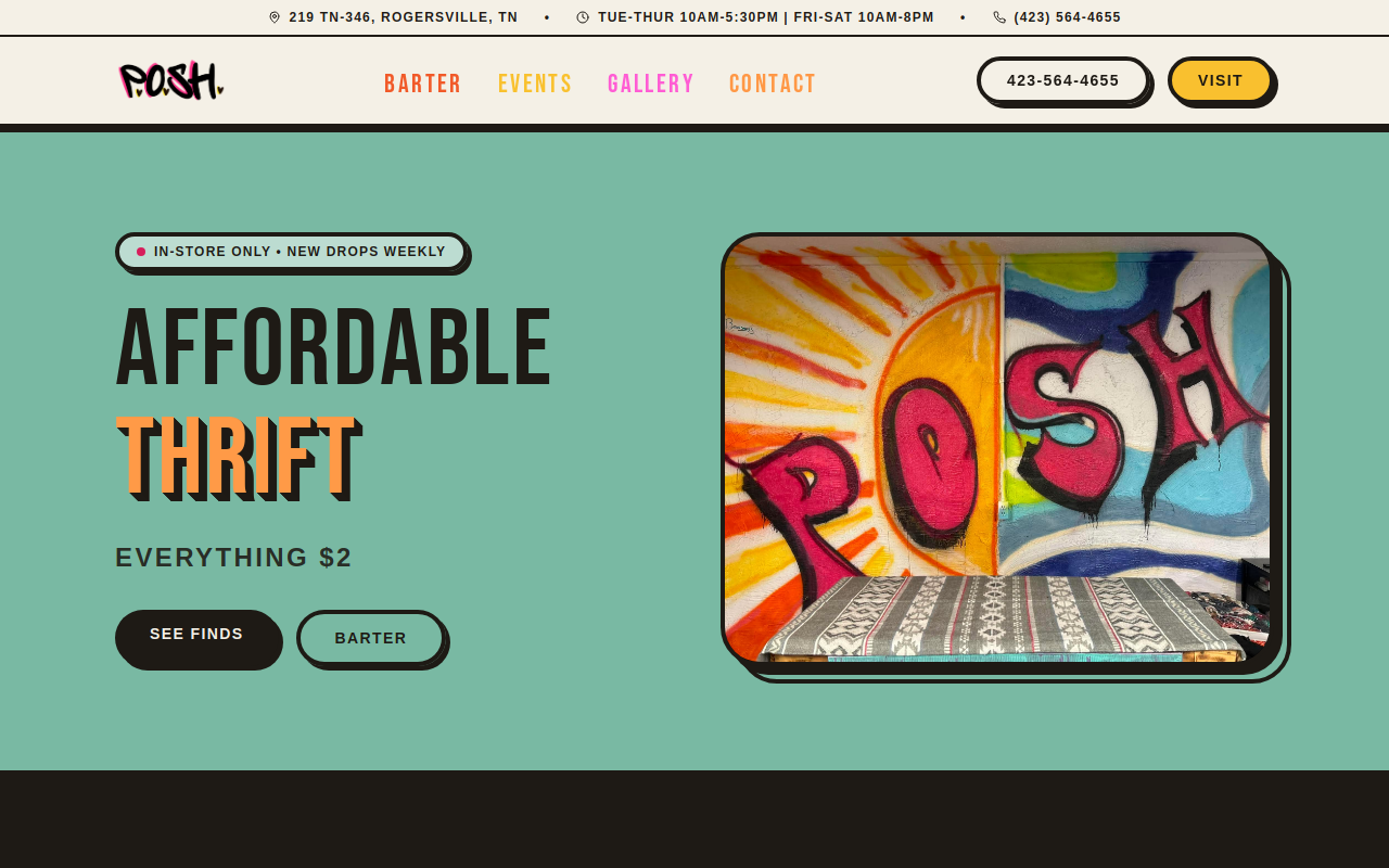 POSH Upcycle & Thrift website preview