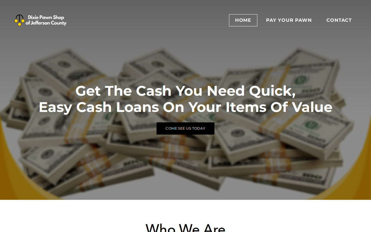 Dixie Pawn Shop & Army Surplus website preview