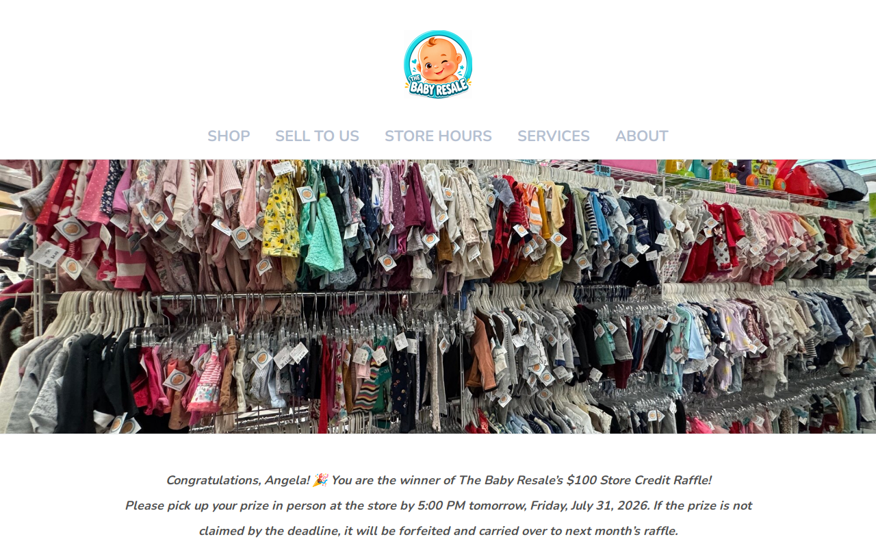 The Baby Resale website preview