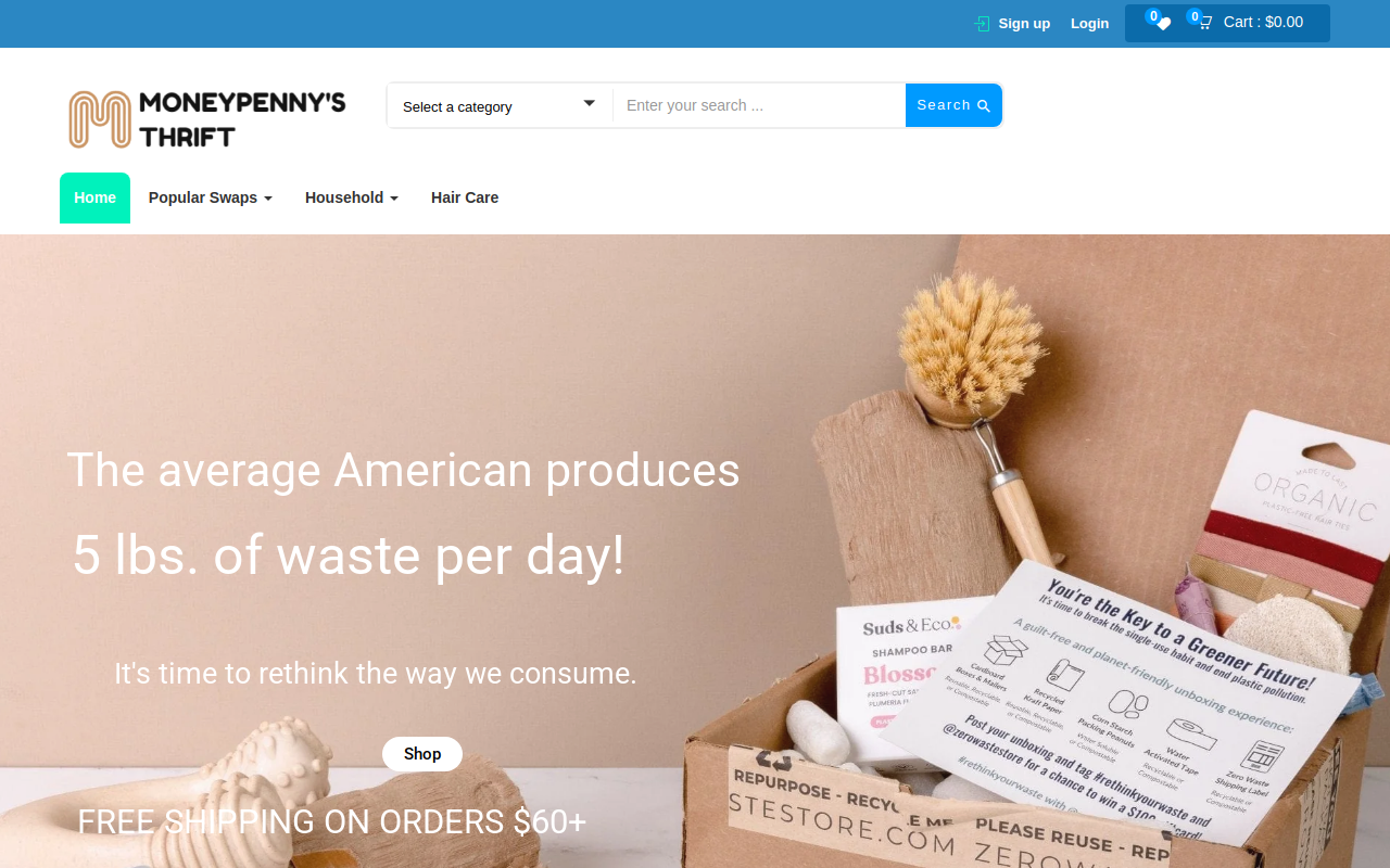 Moneypenny's Thrift website preview