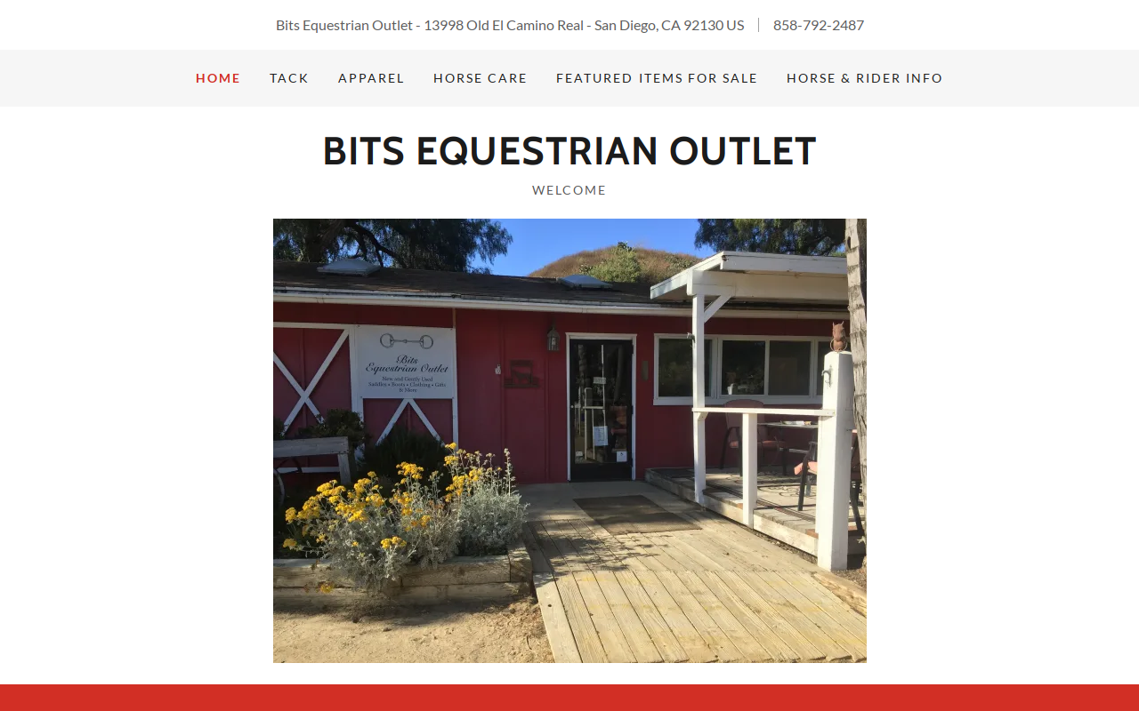Bits Equestrian Outlet website preview
