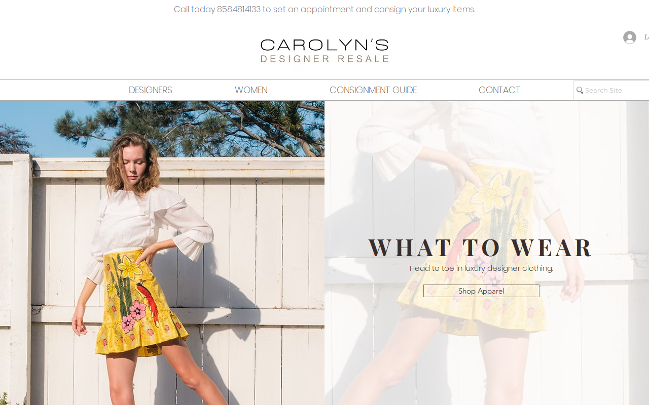 Carolyn's Designer Resale website preview